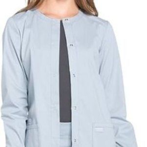 Cherokee Snap Front Scrub Jackets for Women,Soft Stretch Gray Size Large